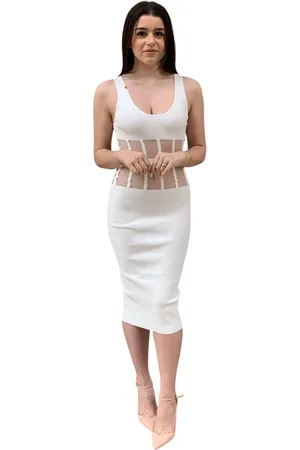 Elisabetta Franchi Femme, Robes, Blanc, Taille: 42 FR Robe en Maille