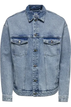 Only & Sons Homme, Vestes, Bleu, Taille: XL Veste en Denim Décoloré Clair