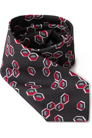Giorgio Armani Homme, Accessoires, Multicolore, Taille: ONE Size Cravate en Soie Anthracite avec Géométries Symétriques Multicolores
