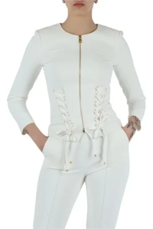 Elisabetta Franchi Femme, Vestes, Blanc, Taille: 38 FR Chemisier Élégant avec Design Unique