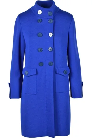 CHARLOTT Femme, Manteaux, Bleu, Taille: 40 FR Manteau Tricoté avec Boutons-pression