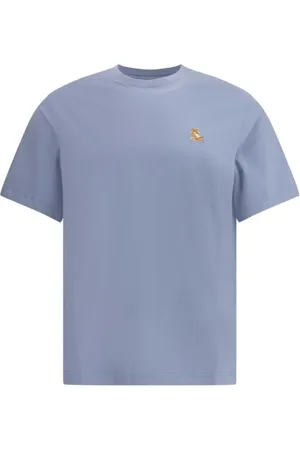 Maison Kitsuné Homme, Tops, Bleu, Taille: M T-shirt en coton avec logo