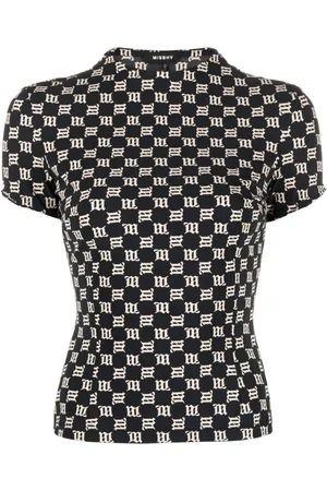 MISBHV Femme, Tops, Multicolore, Taille: 36 FR T-shirt Monogramme Noir/Beige