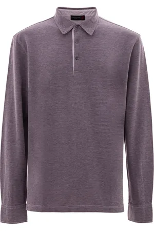 corneliani Homme, Tops, Violet, Taille: L Polo à Manches Longues Indigo