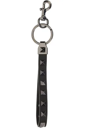 VALENTINO GARAVANI Homme, Accessoires, Noir, Taille: ONE Size Porte-clés Rockstud avec rabat en cuir