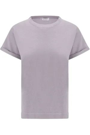 Brunello Cucinelli Femme, Tops, Gris, Taille: 44 FR T-shirt en cachemire pailleté