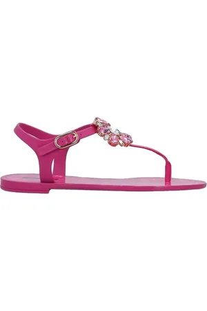 Dolce & Gabbana Femme, Chaussures, Rose, Taille: 36 EU Sandale en Coton Fuchsia avec Bijou en Pierre