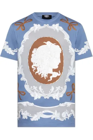 VERSACE Homme, Tops, Bleu, Taille: L T-shirt avec impression Medusa Cameo