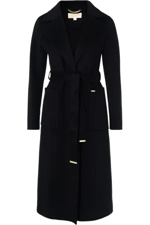 Michael Kors Femme, Manteaux, Noir, Taille: 42 FR Manteau-robe en laine avec ceinture