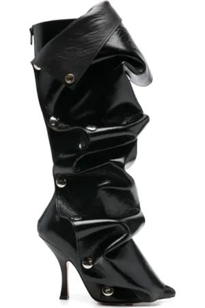 Y / PROJECT Femme, Chaussures, Noir, Taille: 40 EU Bottes Snap Noires Craquelées