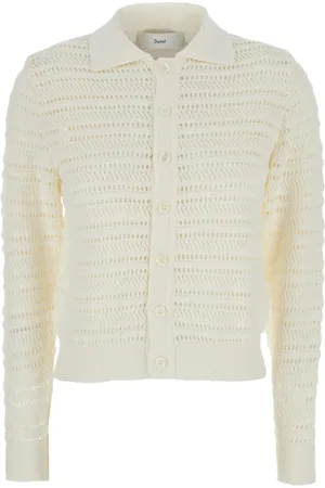 DUNST Femme, Pulls, Blanc, Taille: 38 FR Gilet Blanc à Col Ouvert Pull