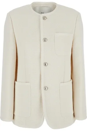 DUNST Femme, Vestes, Blanc, Taille: 38 FR Oversized Collarless Tweed Jacket