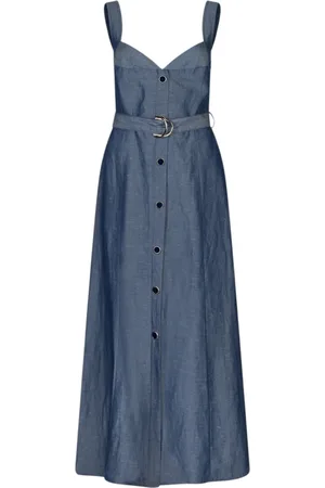 Liu Jo Femme, Robes, Bleu, Taille: 40 FR Mélange Élégant de Lyocell et Lin