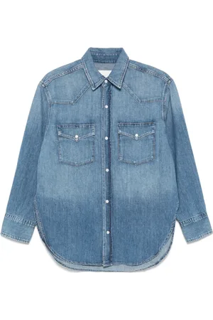 Citizens of Humanity Femme, Chemises, Bleu, Taille: 36 FR Chemise en Denim Bleu Indigo avec Fermeture à Pression