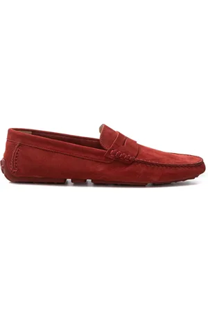 Bally Homme, Chaussures, Rouge, Taille: 42 EU Mocassin Penny en daim Bordeaux