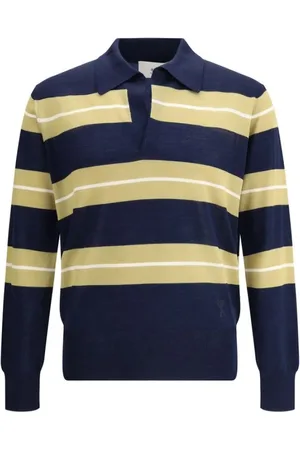 Ami Homme, Tops, Multicolore, Taille: L Polo à rayures en laine mérinos