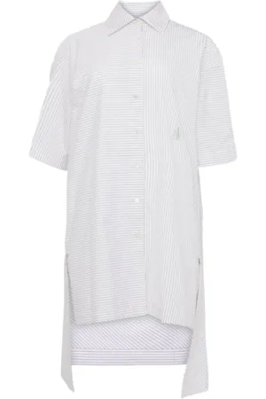 J.W.Anderson Femme, Robes, Blanc, Taille: 32 FR Robe Chemise avec Ourlet Échelonné