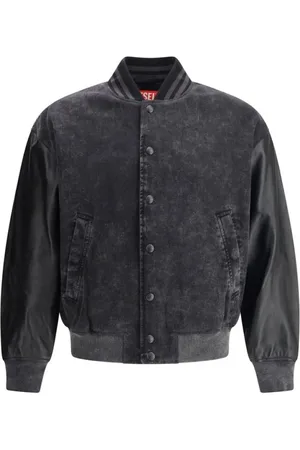 Diesel Homme, Vestes, Noir, Taille: L Bomber en Denim et Cuir