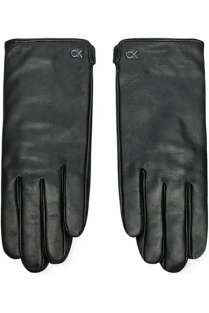 Calvin Klein Femme, Accessoires, Noir, Taille: M Gants en Cuir Noirs pour Femmes