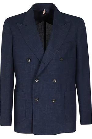 Biagio Santaniello Homme, Vestes, Bleu, Taille: M Veste Slim Laine Lin Double Boutonnage