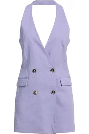 Pinko Femme, Robes, Violet, Taille: 34 FR Robe en lin violet avec fermeture à boutons