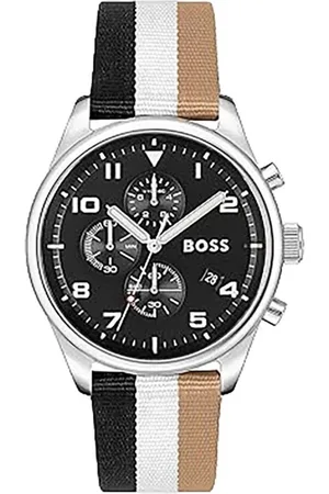 HUGO BOSS Homme, Accessoires, Multicolore, Taille: ONE Size Chronographe Montre en Cuir avec Acier Inoxydable