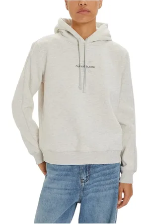 Calvin Klein Femme, Sweatshirts et sweats à capuche, Blanc, Taille: 36 FR Pull en Coton Gris avec Monologo Regular