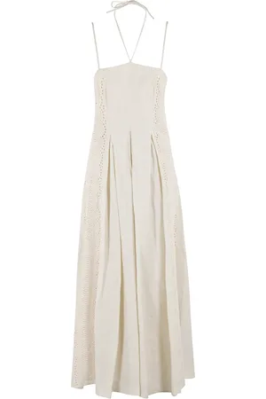 Isabelle Blanche Femme, Robes, , Taille: 40 FR Robe Midi en Lin Crochet Amande