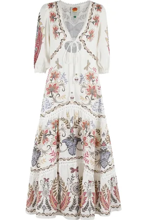 Farm Rio Femme, Robes, Multicolore, Taille: 36 FR Robe Maxi Boho Glam Crochet