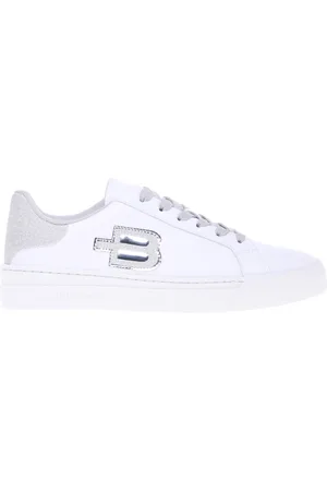 BALDININI Femme, Chaussures, Blanc, Taille: 37 EU leather and silver glitter trainer