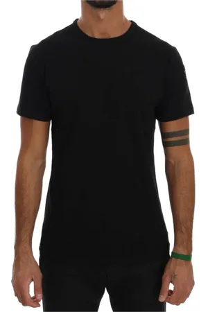 D.A. Daniele Alessandrini Homme, Tops, Noir, Taille: S T-shirt en Coton Noir à Col Rond