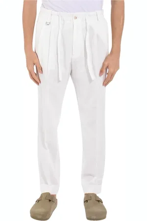 Paolo Pecora Homme, Pantalons, Blanc, Taille: M Pantalon en coton à boutons