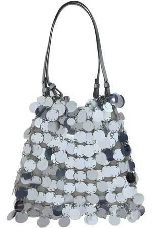 Paco rabanne Femme, Sacs, Gris, Taille: ONE Size Sac à Main en Miroir Métallique avec Poignées en Cuir