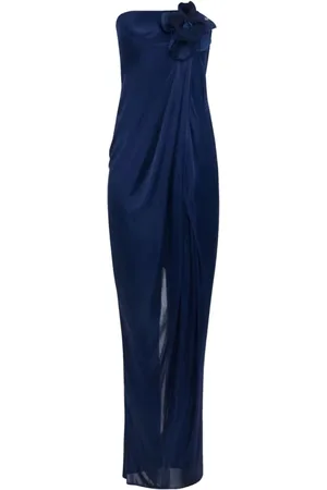 Elisabetta Franchi Femme, Robes, Bleu, Taille: 42 FR Robe Bleu Marine avec Détail Floral