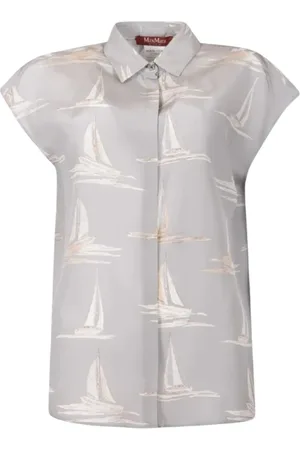 Max Mara Femme, Blouses et Chemises, Gris, Taille: 38 FR Chemise Gaetana Grise