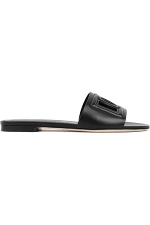 Dolce & Gabbana Femme, Chaussures, Noir, Taille: 36 EU Sandales en Cuir Noir à Bout Amande