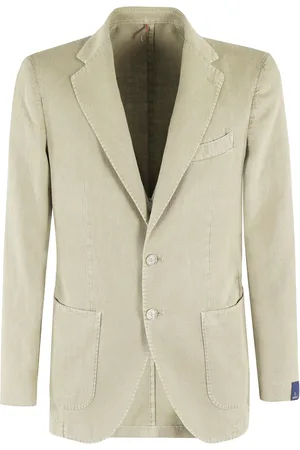 Biagio Santaniello Homme, Vestes, Vert, Taille: XL Veste en Mélange de Lin Safran
