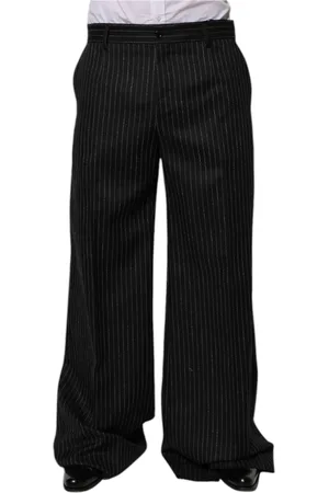 Dolce & Gabbana Homme, Pantalons, Noir, Taille: M Pantalon Large à Rayures Noires