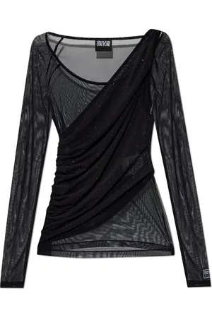 VERSACE Femme, Blouses et Chemises, Noir, Taille: 38 FR Haut avec finition brillante décorative