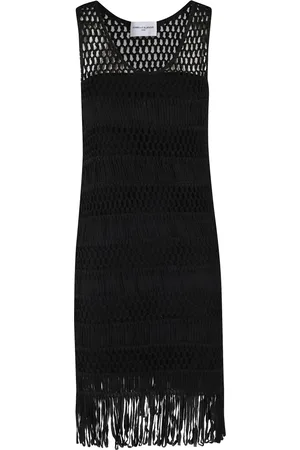 Isabelle Blanche Femme, Robes, Noir, Taille: 40 FR Robe Noire en Coton Crocheté