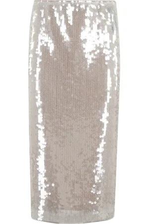 FEDERICA TOSI Femme, Jupes, Blanc, Taille: 36 FR Jupe en Maille à Paillettes Blanches
