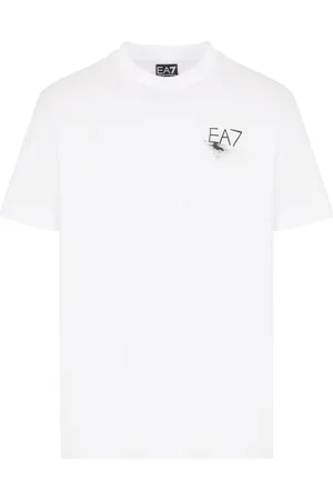 EA7 Homme, Tops, Blanc, Taille: M T-shirt en Coton Classique pour Homme