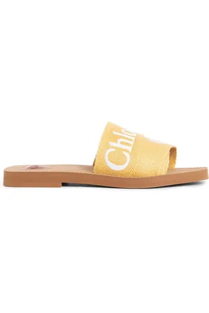 Chloé Femme, Chaussures, Jaune, Taille: 36 EU Ocre Jacquard Bride en Lin Talon Bloc