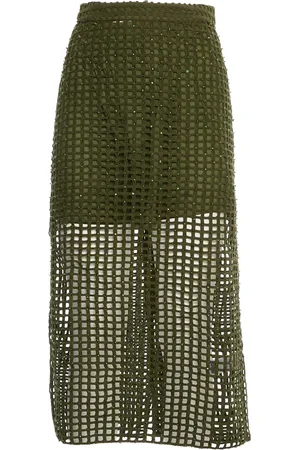 Essentiel Antwerp Femme, Jupes, Vert, Taille: 38 FR Jupe en Maille à Paillettes Vert