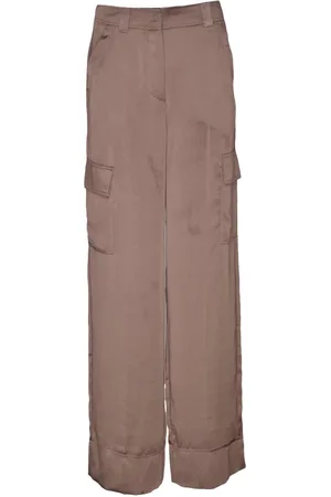 MARELLA Femme, Pantalons, Brun, Taille: 36 FR Pantalon Cargo en Satin avec Fermeture Éclair