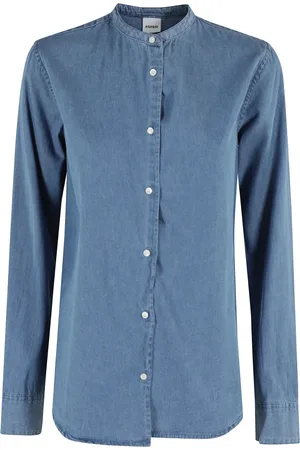 Aspesi Femme, Blouses et Chemises, Bleu, Taille: 38 FR Chemise en denim avec col mandarin
