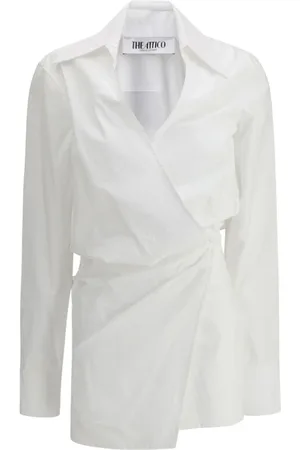 The Attico Femme, Robes, Blanc, Taille: 40 FR Robe Chemisier en Coton Chic
