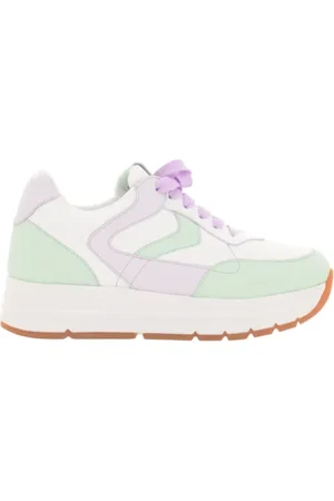 Voile blanche Femme, Chaussures, Multicolore, Taille: 36 EU Baskets Blanches avec Accents Menthe et Lilas