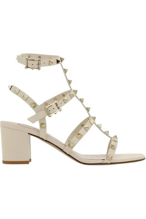 VALENTINO GARAVANI Femme, Chaussures, Blanc, Taille: 39 EU Sandale Rockstud en Vitello Plum
