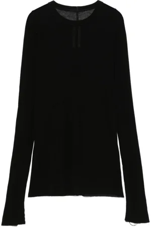 Rick Owens Femme, Tops, Noir, Taille: 42 FR T-shirt à manches longues en côtes noires